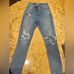 Abercrombie & Fitch Blue Skinny Distressed Jeans (CURVE LOVE)